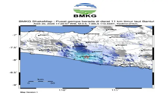 Gempa M3,5 Guncang Bantul Dipicu Aktivitas Sesar Opak