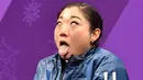 Ekspresi Mirai Nagasu dari Amerika Serikat setelah tampil dalam skating tunggal wanita dari acara skating figure selama Olimpiade Musim Dingin Pyeongchang 2018 di Gangneung Ice Arena di Gangneung (21/2). (AFP Photo/Mladen Antonov)