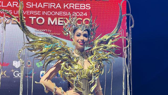 Clara Shafira Krebs dalam Press Conference Miss Universe Indonesia 2024 (Fimela.com/Dok/Rianti Fitri Wulandari)