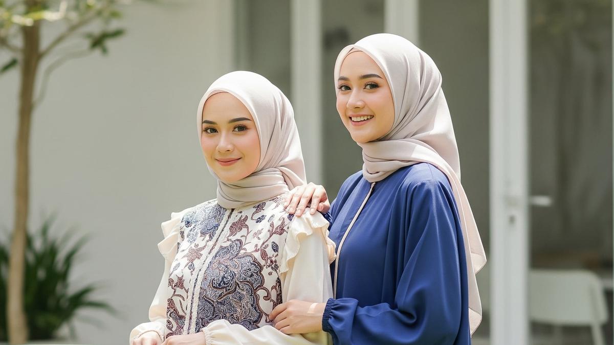 10 Rekomendasi Model Batik Wanita Gamis Syar'i Kombinasi Kain Polos 2025, Elegan dan Modern