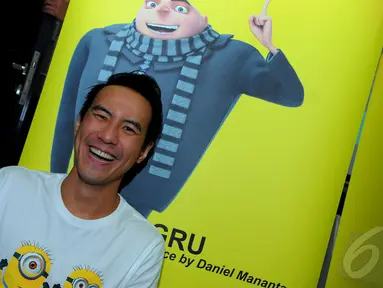 Daniel Mananta ambil bagian dalam sulih suara film animasi DESPICABLE ME, Green Garden, Jakarta (Liputan6.com/Faisal R Syam).