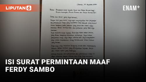 VIDEO: Isi Lengkap Surat Permintaan Maaf Ferdy Sambo Kepada Seniornya