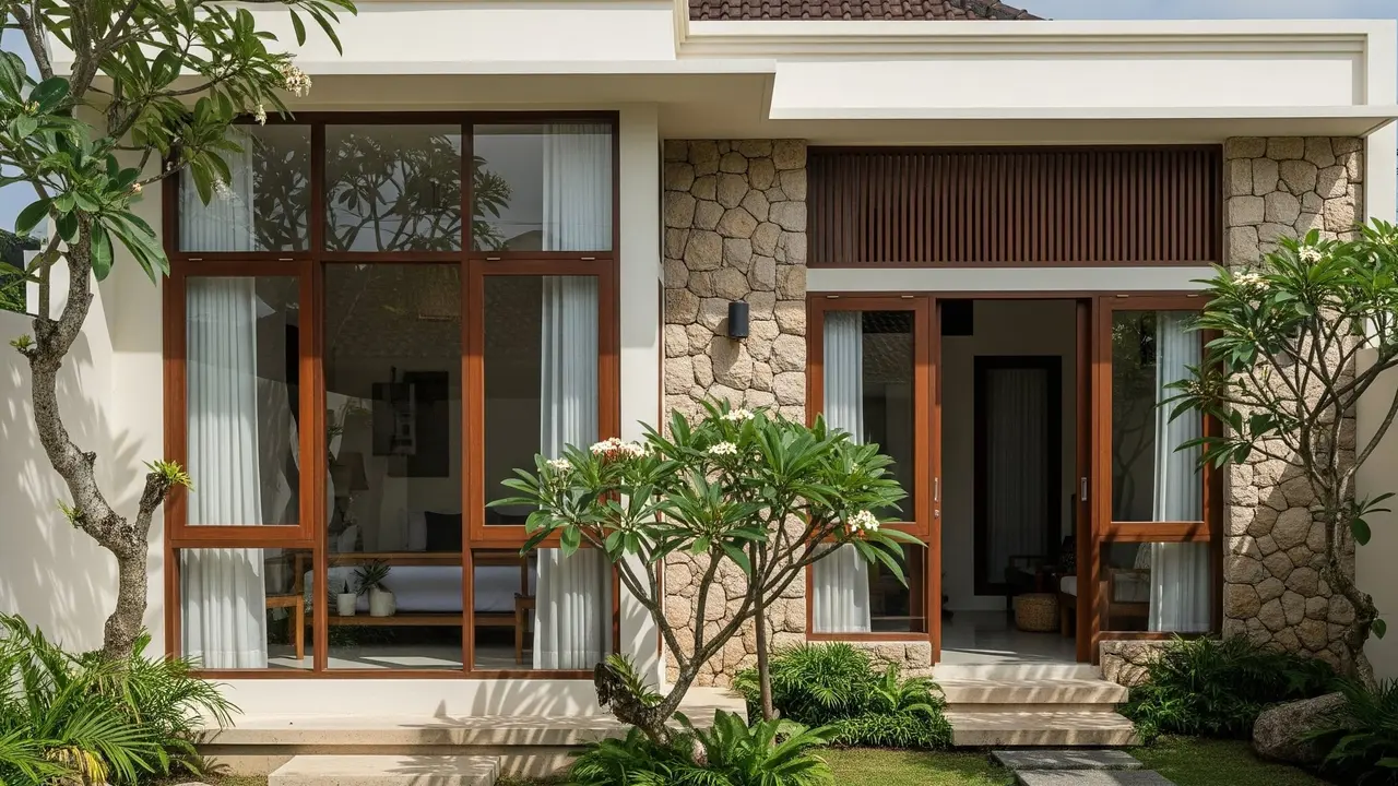 Rumah Minimalis + Batu Alam & Kayu