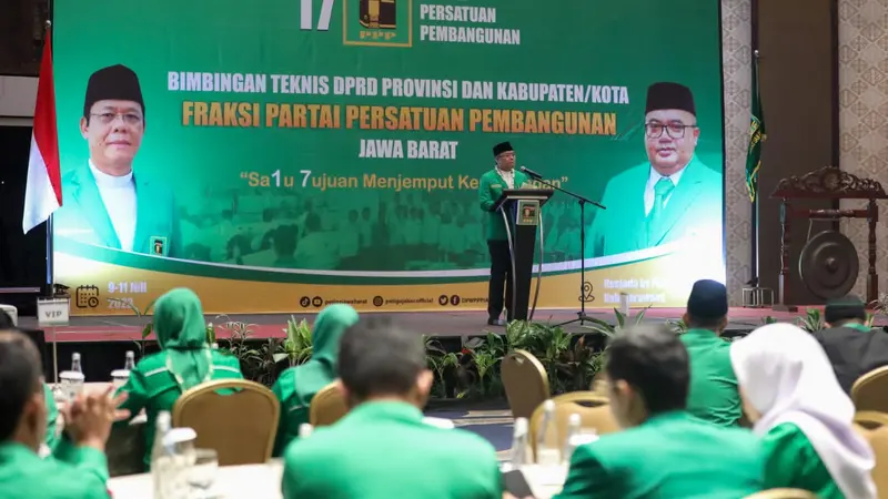 Plt Ketua Umum Partai Persatuan Pembangunan (PPP) Muhamad Mardiono membuka kegiatan bimbingan teknis (bimtek) DPRD Provinsi dan Kabupaten/Kota Dewan Pimpinan Wilayah (DPW) Jawa Barat. (Istimewa)