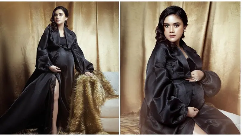 5 Pemotretan Maternity Shoot Audi Marissa dengan Gaun Hitam, Tampil Elegan