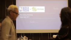 Peserta Workshop NBA berdiskusi sebelum acara mulai di Hotel Fermount, Jakarta, (7/9/2017). Emtek satu-satunya grup Media di Indonesia yang menjalin kerjasama dengan NBA. (Bola.com/Nicklas Hanoatubun)  