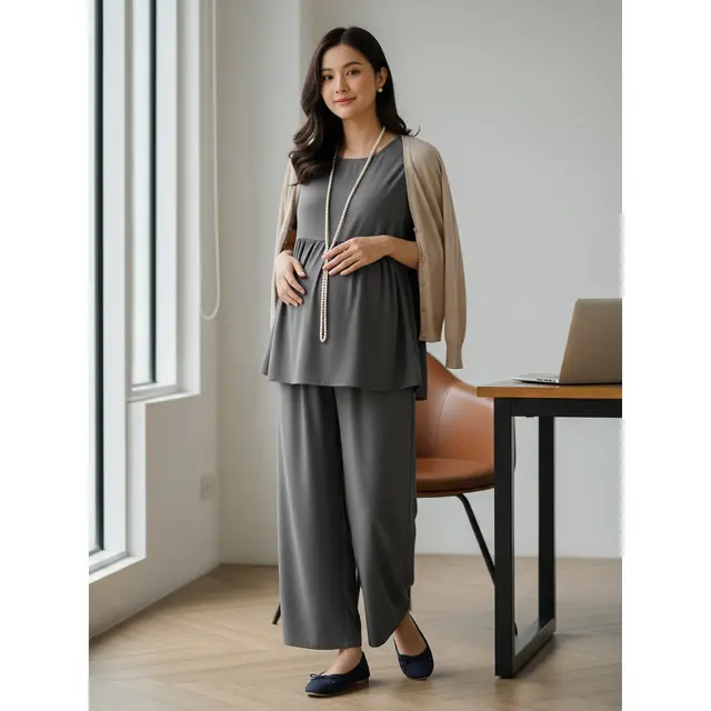 Outfit Ibu Hamil Kece untuk Kerja. Foto: Gemini