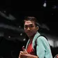 Pebulu tangkis Indonesia Christie Jonatan usai bertanding melawan Malaysia dalam laga perempat final Sea Games 2017 di Axiata Arena, Kuala Lumpur, Malaysia, Rabu (27/8). Indonesia menang dengan skor 21-13. (Liputan6.com/Faizal Fanani)