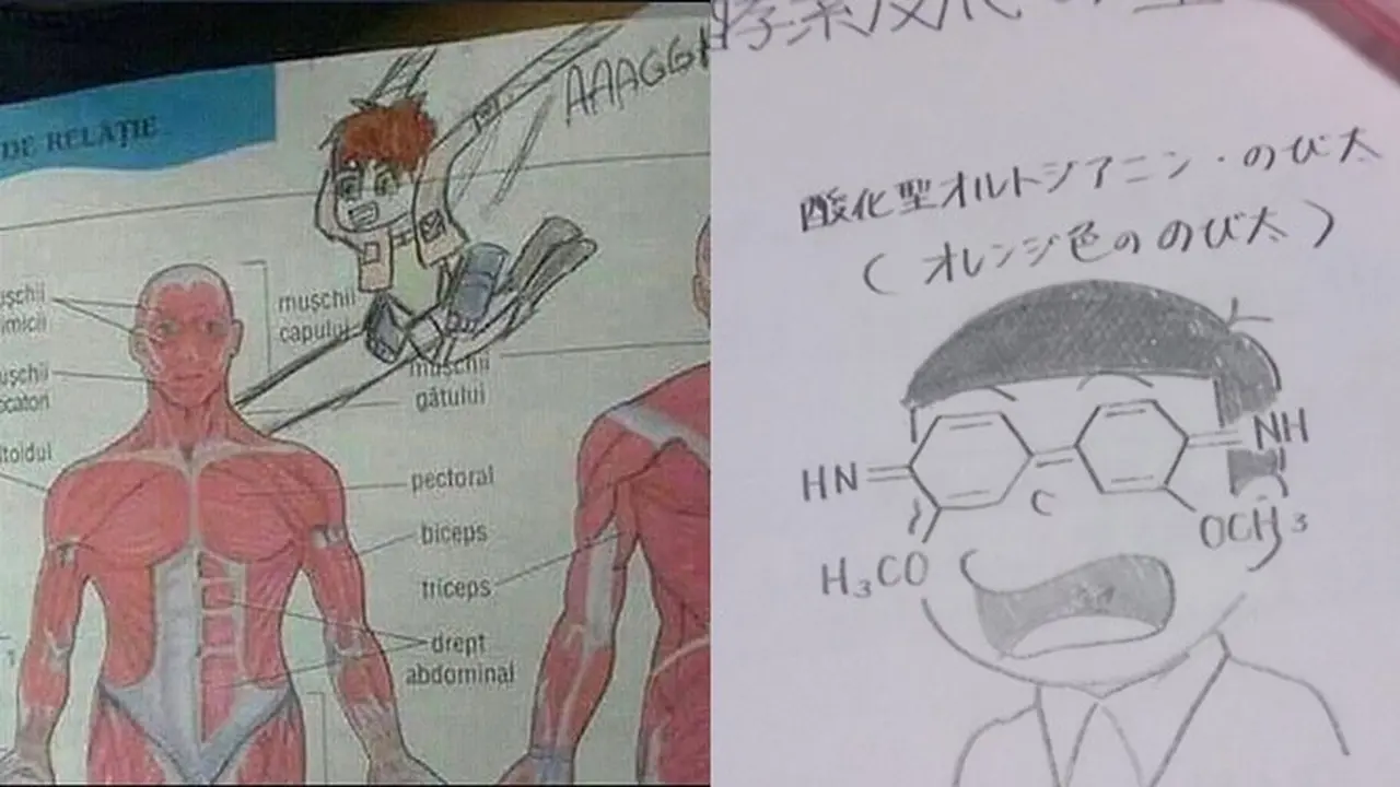 6 Coretan Absurd di Buku Pelajaran Terinspirasi Anime Ini Kocak