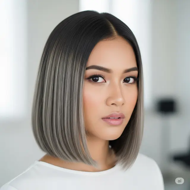 Potongan Rambut Bob Asimetris Kekinian. Foto: Gemini