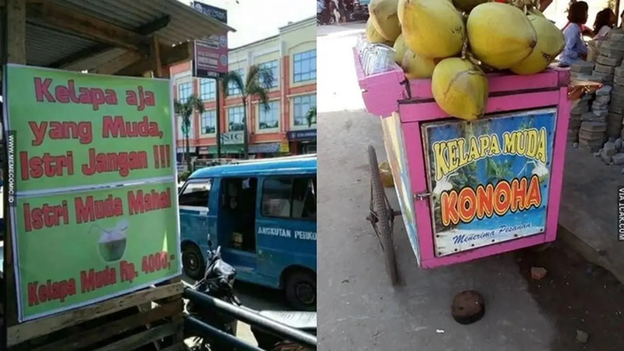 6 Cara Promosi Orang Jualan Kelapa Muda Ini Bikin Tepuk Jidat