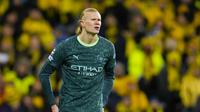 Striker Manchester City, Erling Haaland, saat laga melawan Bodoe/Glimt  dalam lanjutan Liga Champions di Bodoe, Norwegia, Rabu (21/1/2026) dini hari WIB. (Fredrik Varfjell / NTB / AFP)