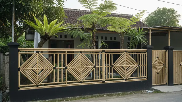 Pagar Bambu Motif Geometris
