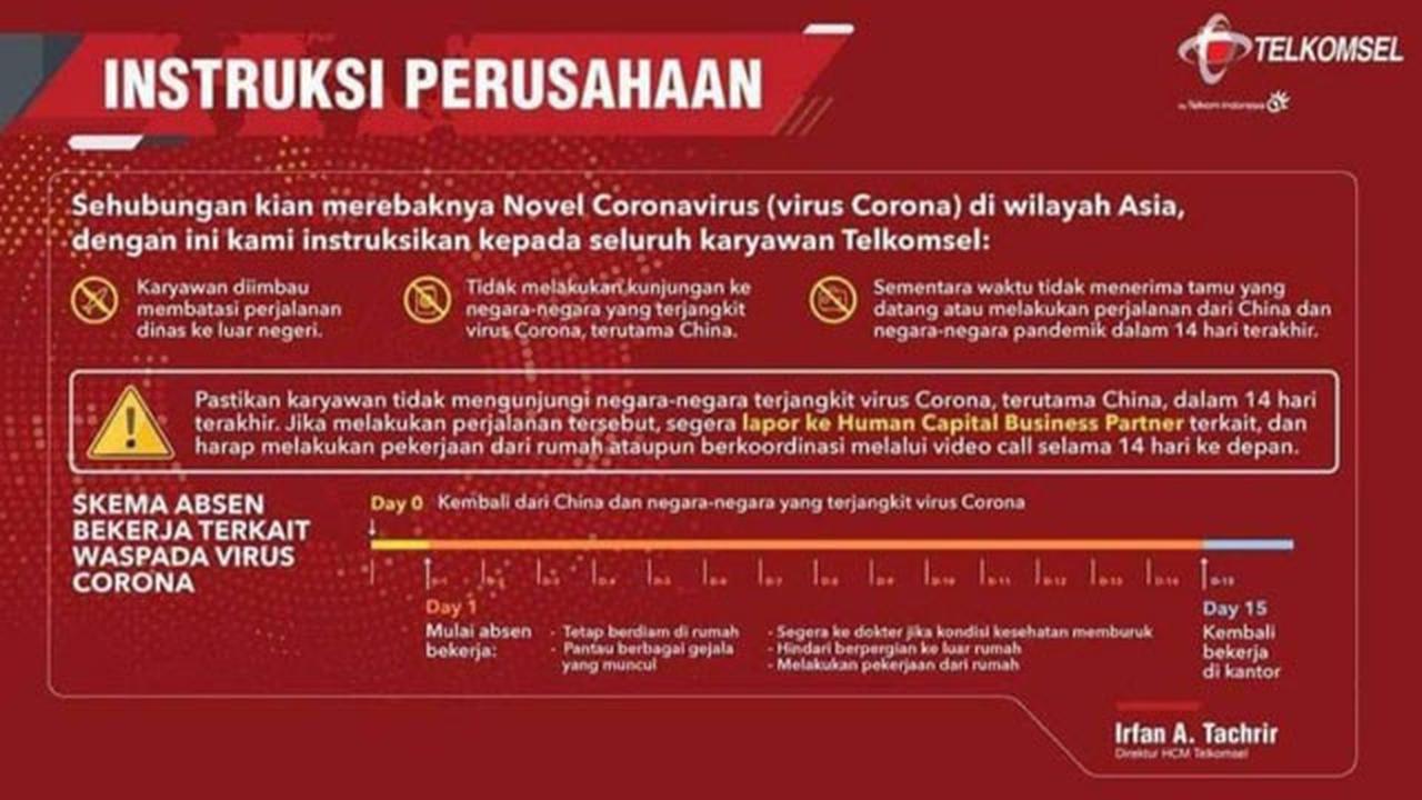 Cegah Virus Corona Telkom Group Imbau Segenap Jajaran Karyawan