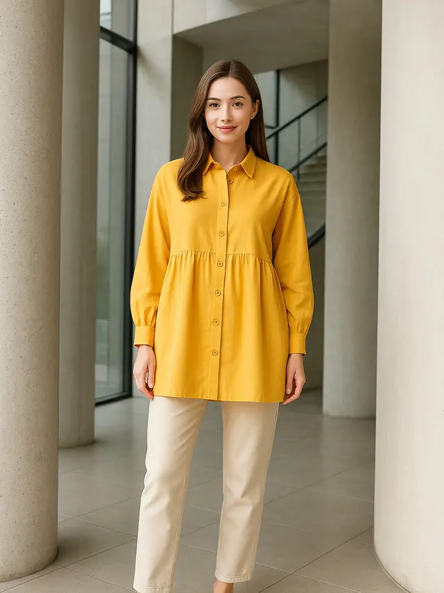 Model Tunik Kancing Depan Terbaru yang Lagi Trend