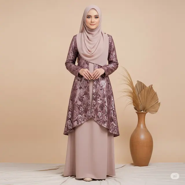 Gamis Syar’i Lengan Balon + Payet