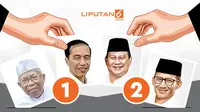 Banner nomor urut Jokowi dan Prabowo di Pilpres 2019. (Liputan6.com/Abdillah)