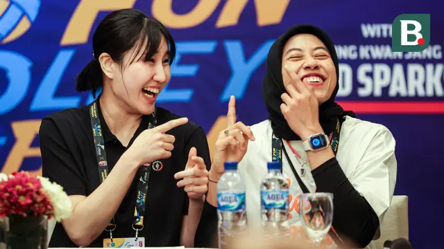 Foto: Tingkah Usil Megawati dan Setter Andalan Red Sparks saat Konferensi Pers Jelang Laga Fun Volleyball 2024