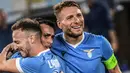 Dalam pertandingan di Stadion Olimpico, Lazio berhasil meraih poin penuh setelah mengalahkan Lokomotiv Moscow dua gol tanpa balas. (AFP/Andreas Solaro)
