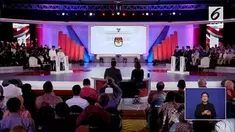 Debat perdana Pilpres 2019 sesi keempat dengan tema Hukum, HAM, Korupsi, dan Terorisme berlangsung di Hotel Bidakara, Jakarta Selatan.