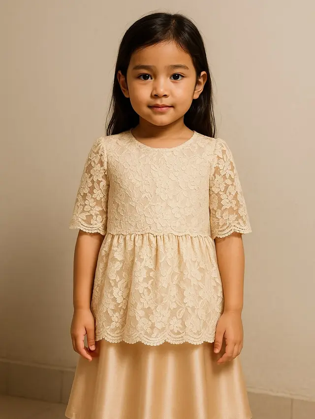 Model Baju Anak Brokat Kombinasi Satin