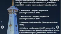 UNESCO tetapkan Sumbu Filosofi Yogyakarta sebagai World Cultural Heritage (WCH) atau Warisan Budaya Dunia. Kini Indonesia punya enam. (Dok KBRI Riyadh Instagram)