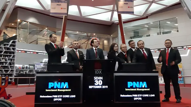 PT Permodalan Nasional Madani Investment Management (PNM MI) mencatatkan perdana reksa dana, yakni Exchange Trade Fund (ETF) Core LQ45 di BEI,Senin (30/9/2019).