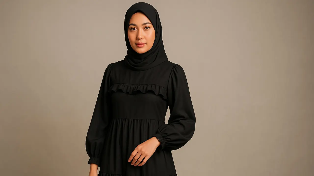 7 Model Gamis Hitam Lengan Balon yang Lagi Trend, Bikin Tampilan Elegan dan Berkelas