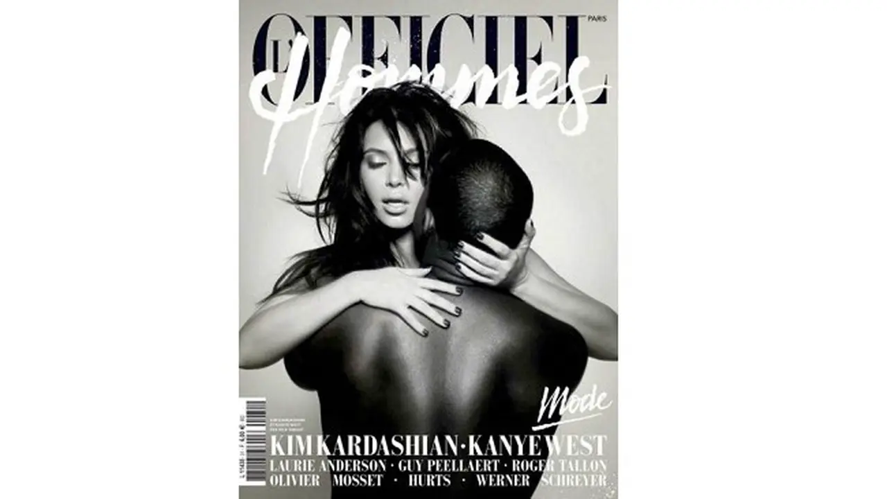Kim Kardashian di sampul majalah Perancis,  L'Officiel Hommes pada 2013