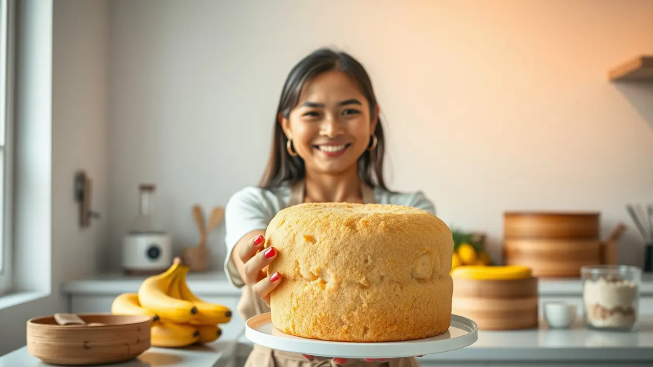 cara membuat bolu pisang kukus mengembang