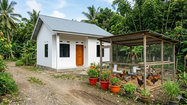 Gambar Rumah Minimalis di Desa Lengkap dengan Kandang Ayam
