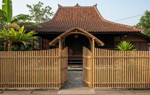 Ide Pagar Bambu Murah untuk Rumah di Desa yang Mudah Dibuat Sendiri/ Ilustrasi gambar AI