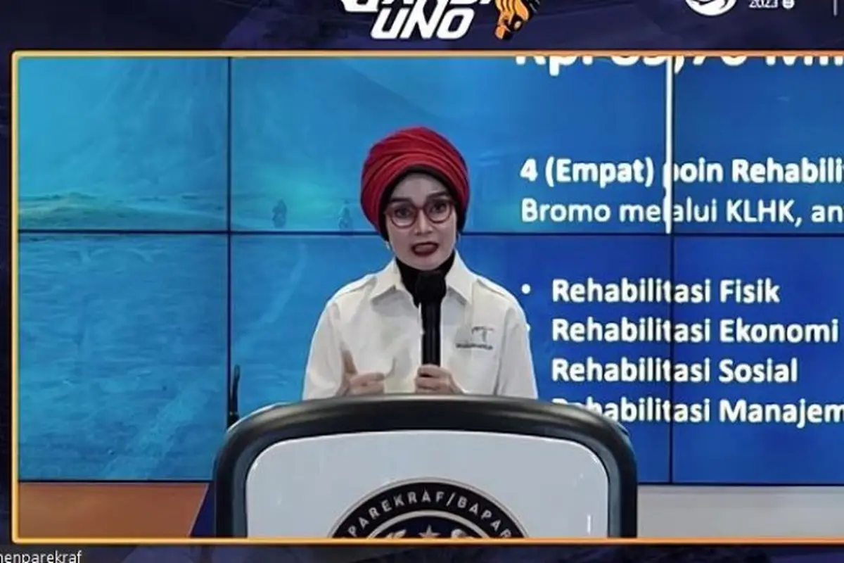 Adyatama Kepariwisataan dan Ekonomi Kreatif Ahli Utama Kemenparekraf Nia Niscaya di The Weekly Brief with Sandi Uno, Senin, 25 September 2023