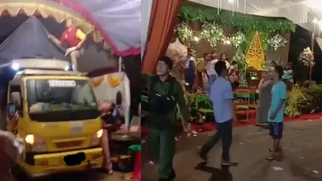 Pengendara terobos acara hajatan (TikTok/@bibitwahyuni1)