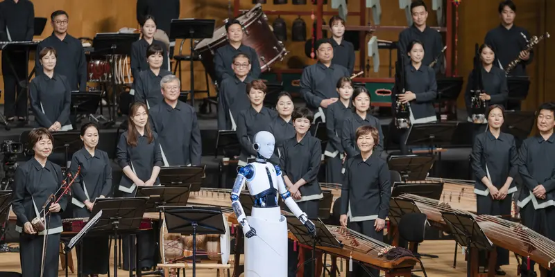Robot Android memandu Orkestra Nasional Korea Selatan