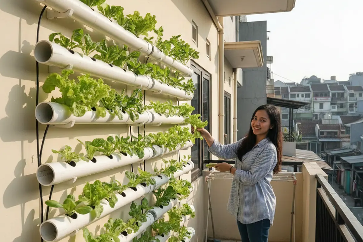 Kebun sayur tanpa tanah untuk rumah sempit (Foto: Gemini AI)