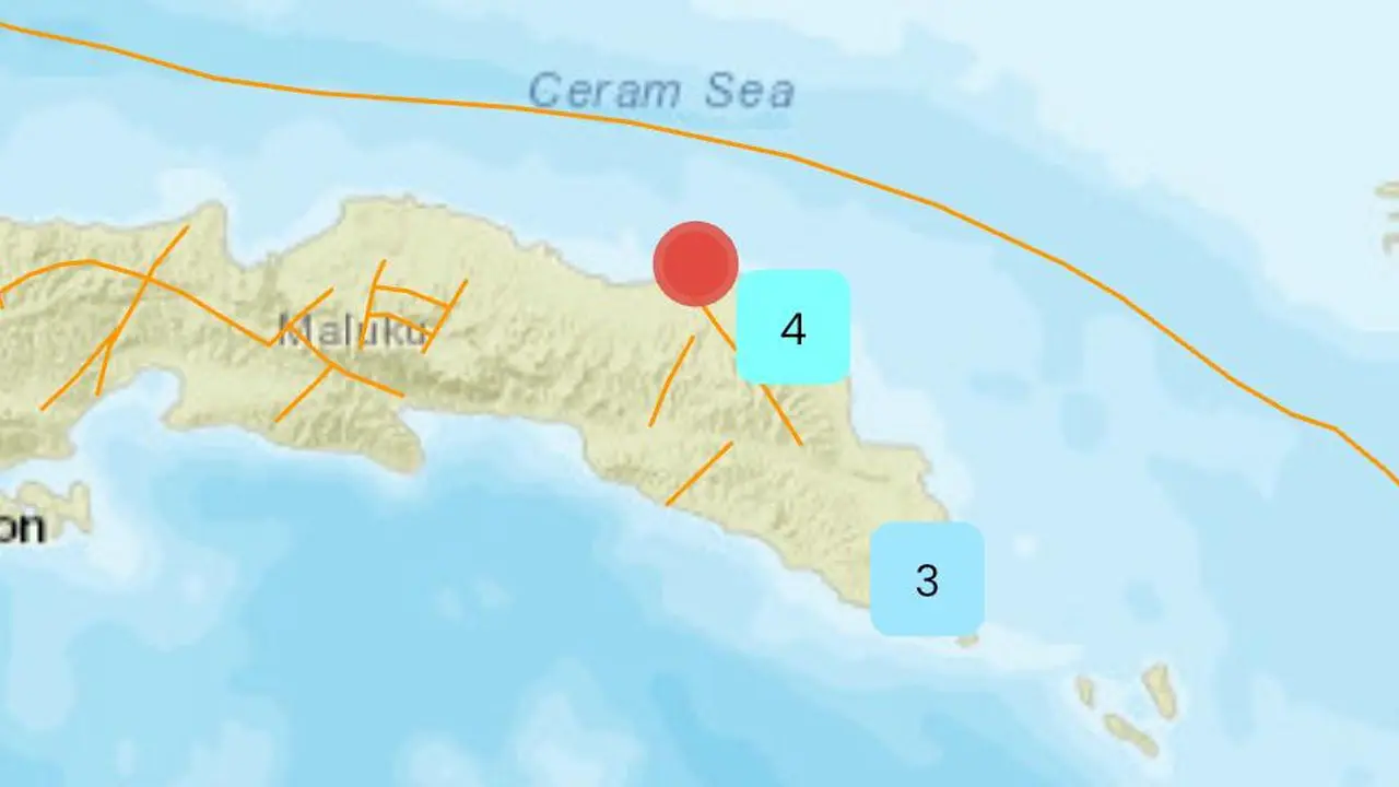 Gempa Magnitudo 5,0 mengguncang wilayah Seram, Maluku, Senin (1/12/2025), pukul 06:16:39 WIB.