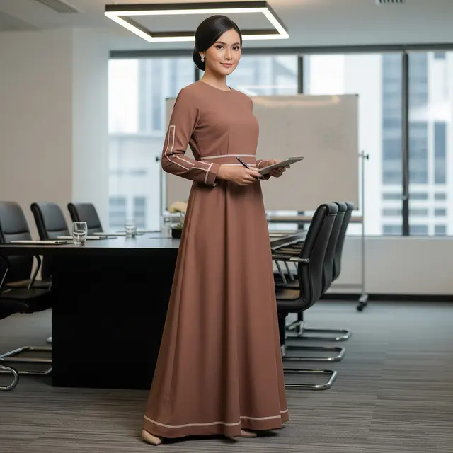 Inspirasi Gamis Warna Mauve & Champagne (Image by Gemini AI)