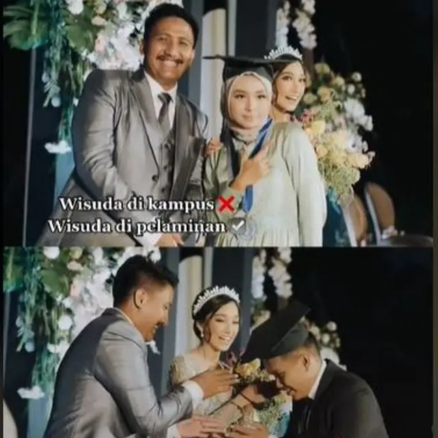 Viral Wanita Menikah Sambil Wisuda Online di Hari yang Sama