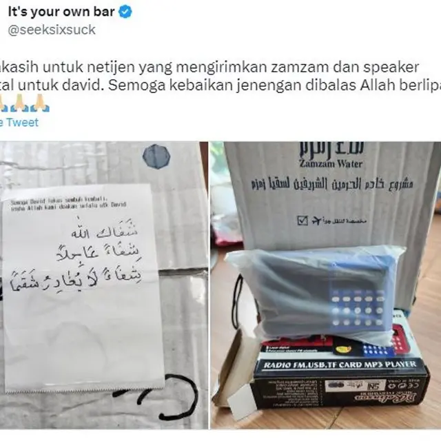Kondisi David Ozora Semakin Membaik, Dapat Kiriman Air Zamzam dan Bacang