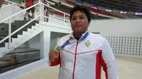Atlet tolak peluru putri, Eki Febri Ekawati yang tampil dalam test event Asian Games 2018. (Liputan6.com/Ahmad Fawwaz Usman)