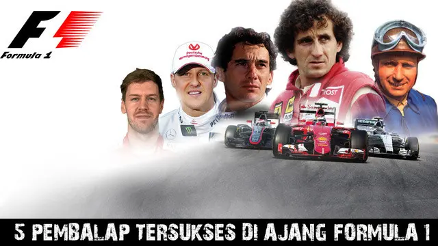 Inilah 5 pembalap tersukses diajang formula 1 salah satunya adalah Michael Schumacher dia tercatatat sebagai pegang rekor juara dunia terbanyak 7 kali