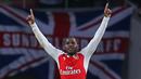  Pemain Arsenal, Joel Campbell merayakan golnuya ke gawang Sunderland pada lanjutan Liga  Premier Inggris di Stadion Emirates, London, Sabtu (5/12/2015).  (Reuters/Alex Morton)