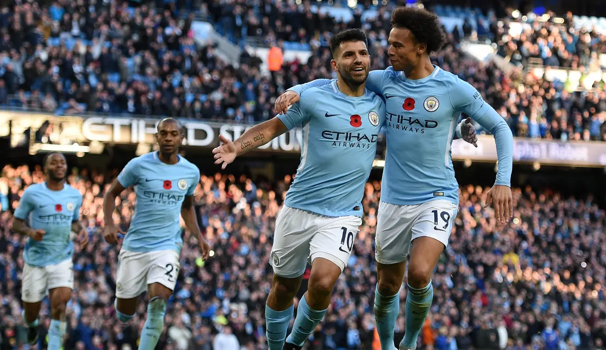 5. Sergio Aguero (Manchester City) - 9 Gol (3 Penalti). (AFP/Oli Scarff)