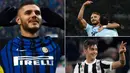 Berikut ini top scorer sementara Serie A Italia musim 2017/2018 hingga pekan ke-15. Tambahan satu gol membuat Mauro Icardi berhasil menyalip Ciro Immobile di posisi puncak. (Kolase foto-foto dari AFP)