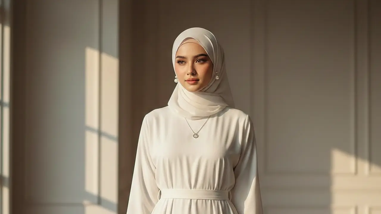 Model Gamis Abaya Putih yang Elegan