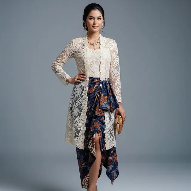 9 Model Atasan Brokat Modern Bawahan Rok Batik Lilit Elegan, Gaya Kondangan Kekinian