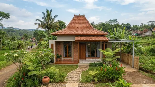 Contoh Desain Rumah Type 36 Tradisional Kontemporer Beratap Limasan