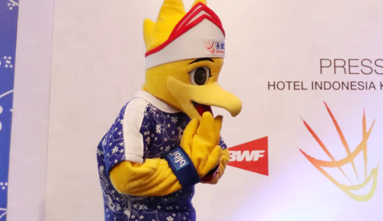  Maskot BIOSSP 2016 saat peluncuran Indonesia Open 2016 di Hotel Kempinski, Jakarta, Rabu (11/5/2016). (Bola.com/Nicklas Hanoatubun)