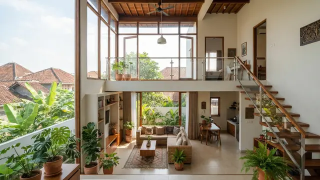 Model Rumah yang Tetap Nyaman Tanpa Halaman Belakang, Tetap Adem dan Space-Saving Model Void di Atas Ruang Keluarga